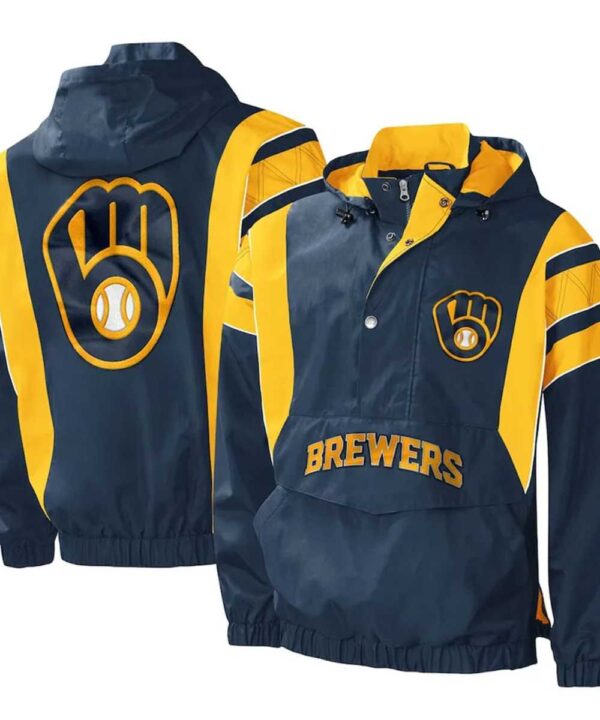 Impact Milwaukee Brewers Half-Zip Hoodie Jacket - Forever Jackets