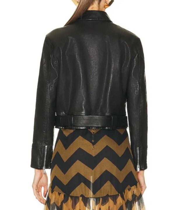 Natalia Dyer PFW Black Leather Jacket - Forever Jackets