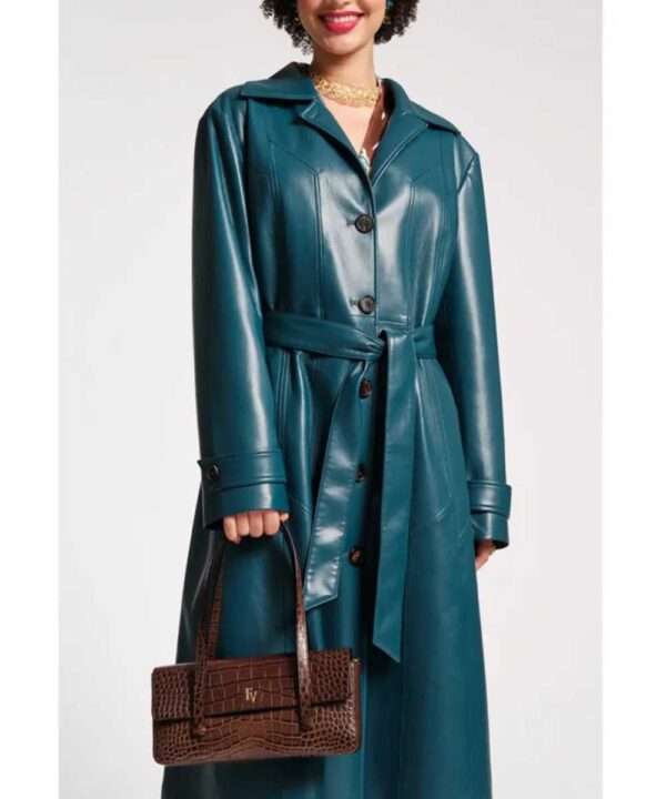 Only Murders in the Building S02 Mabel Mora Blue Leather Coat - Forever Jackets