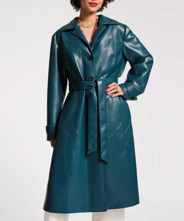 Only Murders in the Building S02 Mabel Mora Blue Leather Coat - Forever Jackets