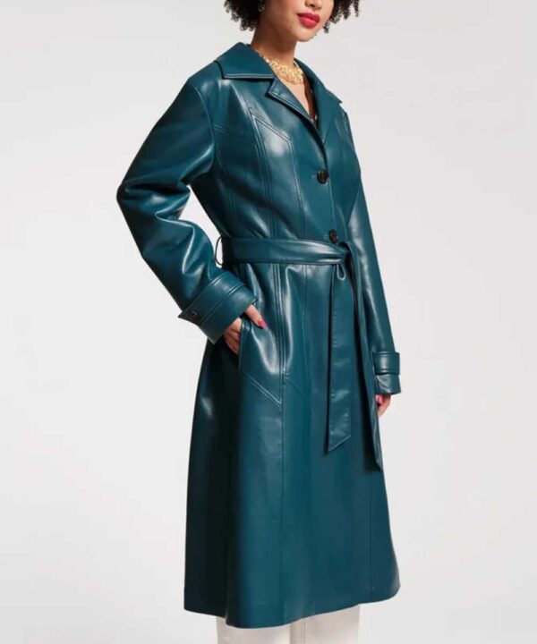 Only Murders in the Building S02 Mabel Mora Blue Leather Coat - Forever Jackets