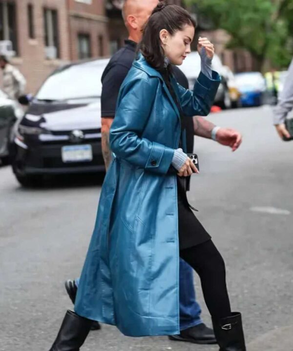 Only Murders in the Building S02 Mabel Mora Blue Leather Coat - Forever Jackets