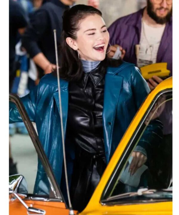 Only Murders in the Building S02 Mabel Mora Blue Leather Coat - Forever Jackets