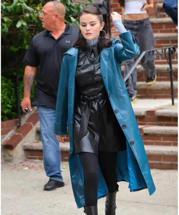Only Murders in the Building S02 Mabel Mora Blue Leather Coat - Forever Jackets