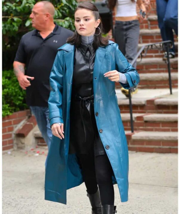 Only Murders in the Building S02 Mabel Mora Blue Leather Coat - Forever Jackets