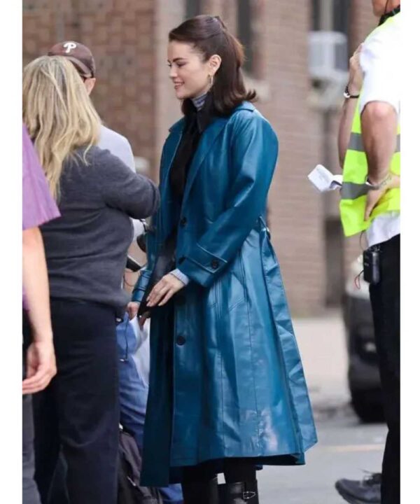 Only Murders in the Building S02 Mabel Mora Blue Leather Coat - Forever Jackets