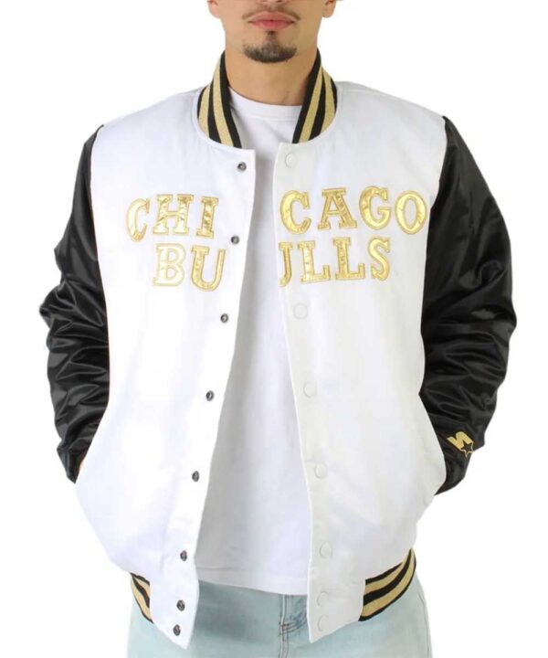 Chicago Bulls Black and White Satin Jacket
