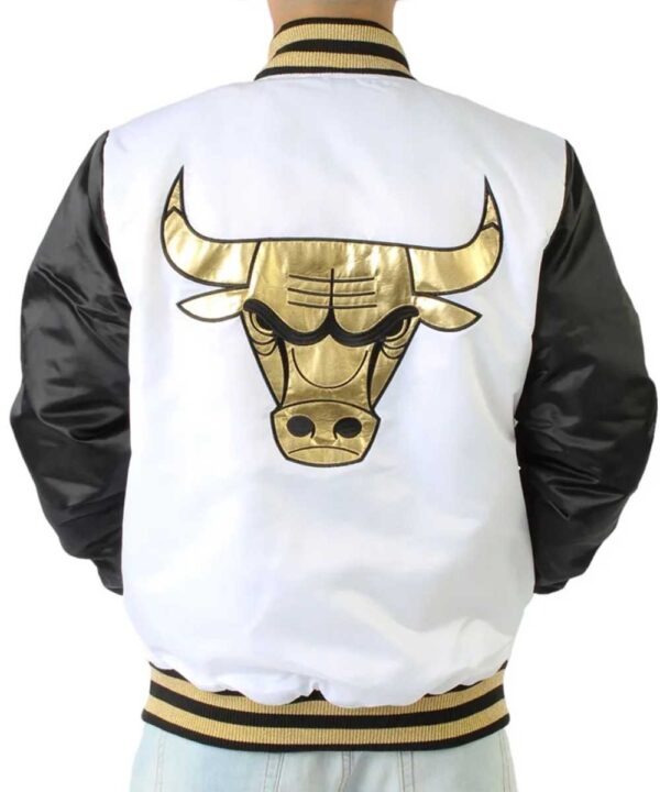 Chicago Bulls Black and White Satin Jacket