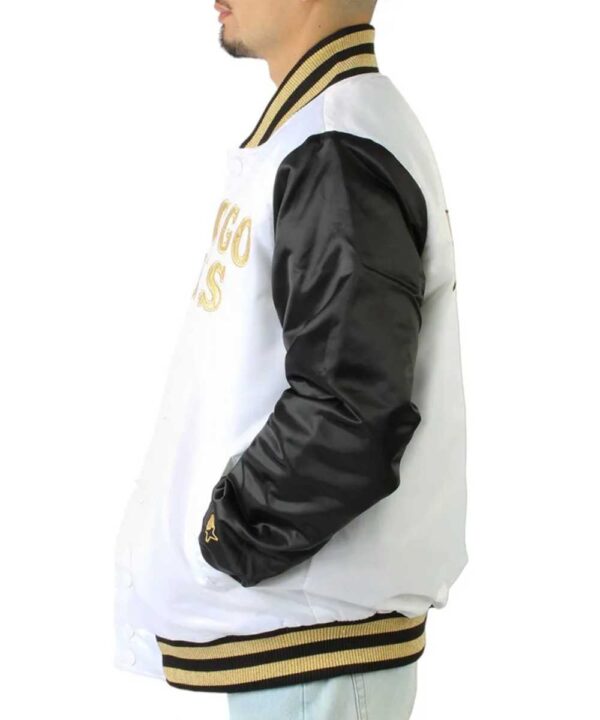 Chicago Bulls Black and White Satin Jacket