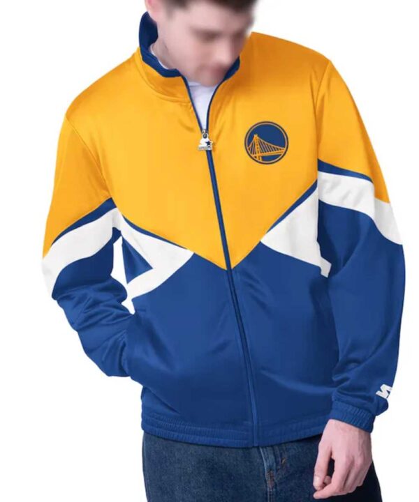 Golden State Warriors Rush Applique Gold/Royal Full-Zip Track Jacket