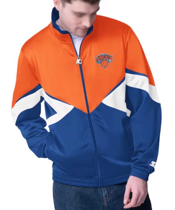 NY Knicks Rush Applique Orange/Blue Full-Zip Track Jacket