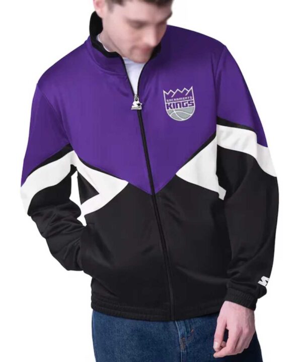 Sacramento Kings Rush Applique Purple/Black Full-Zip Track Jacket