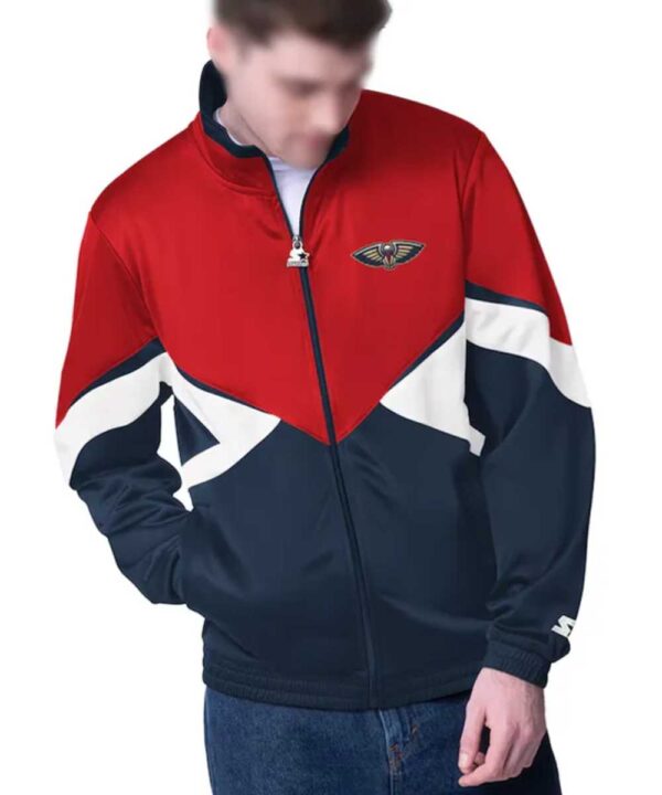 New Orleans Pelicans Rush Applique Red/Navy Full-Zip Track Jacket