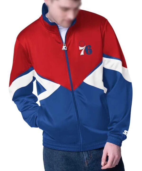 Philadelphia 76ers Rush Applique Red/Royal Full-Zip Track Jacket