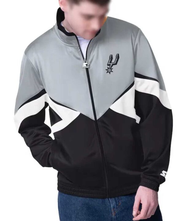 San Antonio Spurs Rush Applique Silver/Black Full-Zip Track Jacket