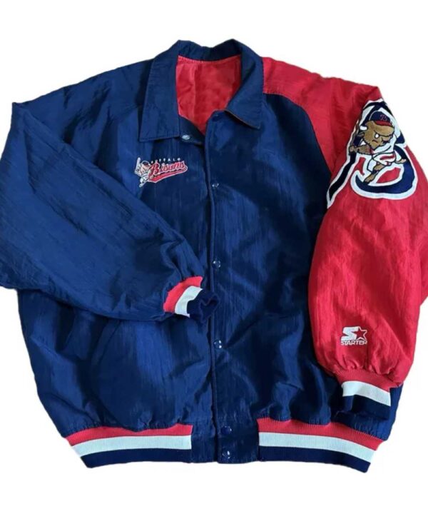 Buffalo Bisons 90’s Blue and Red Satin Jacket - Forever Jackets