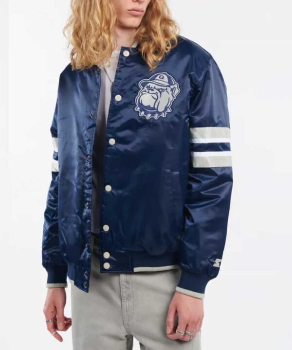Georgetown Hoyas Scout Navy Satin Jacket - Forever Jackets