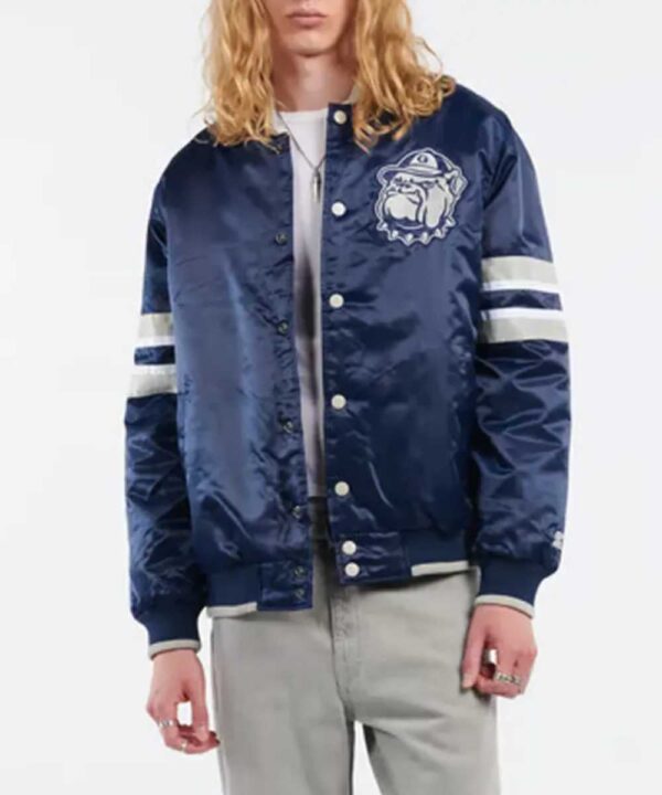 Georgetown Hoyas Scout Navy Satin Jacket - Forever Jackets