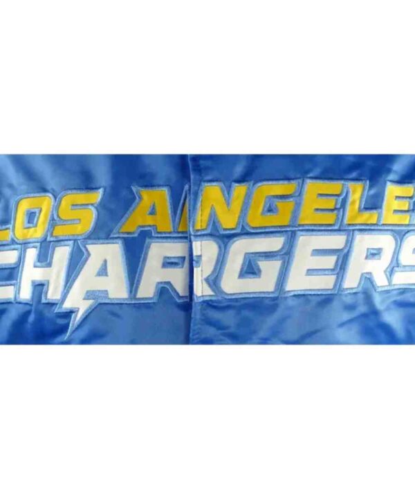 LA Chargers Striped Royal Bomber Jacket - Forever Jackets