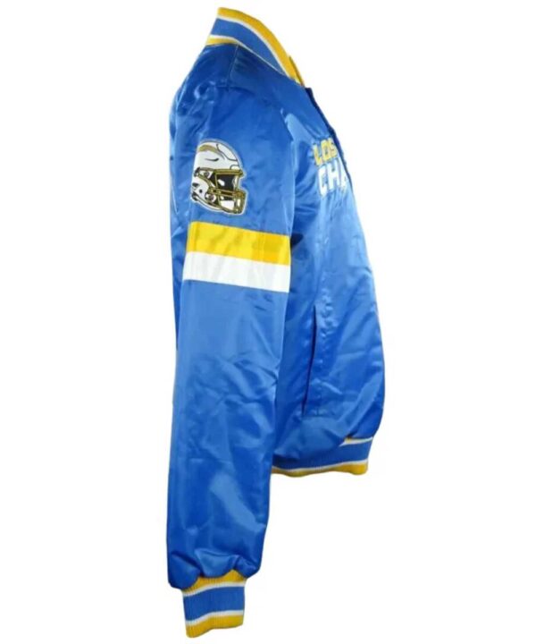 LA Chargers Striped Royal Bomber Jacket - Forever Jackets