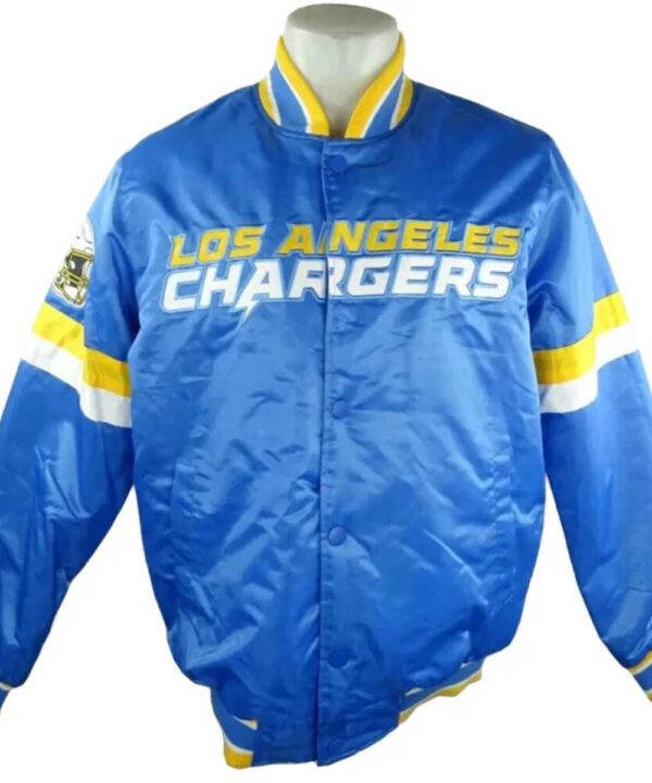 LA Chargers Striped Royal Bomber Jacket - Forever Jackets