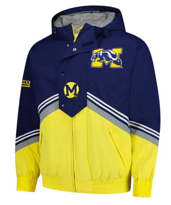 Michigan Wolverines Throw It Back Retro NavyMaize Windbreaker Jacket - Forever Jackets