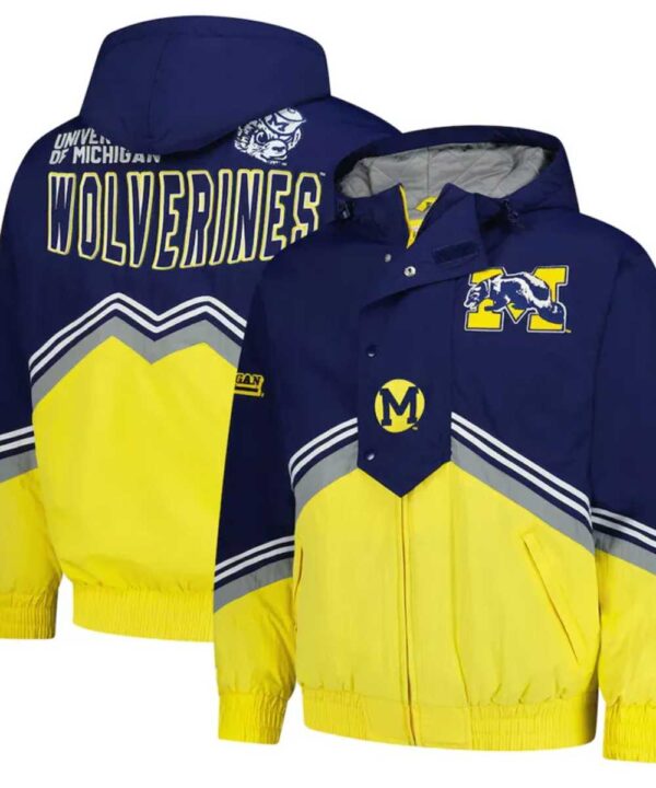 Michigan Wolverines Throw It Back Retro NavyMaize Windbreaker Jacket - Forever Jackets