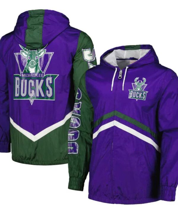 Milwaukee Bucks Undeniable Purple Full-Zip Windbreaker Jacket - Forever Jackets