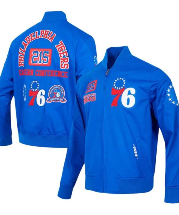 Philadelphia 76ers Area Code Royal Jacket - Forever Jackets