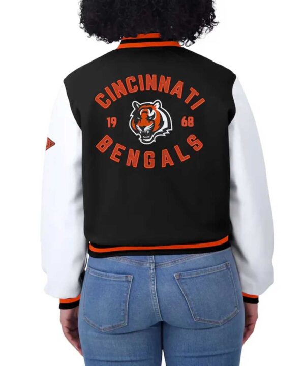 Black/White Cincinnati Bengals Varsity Full-Zip Jacket - Forever Jackets