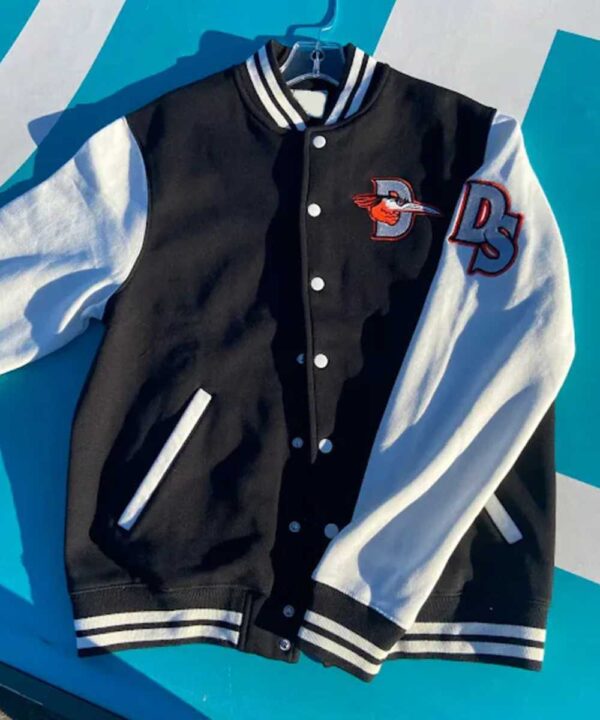 Delmarva Shorebirds Black and White Varsity Fleece Jacket - Forever Jackets