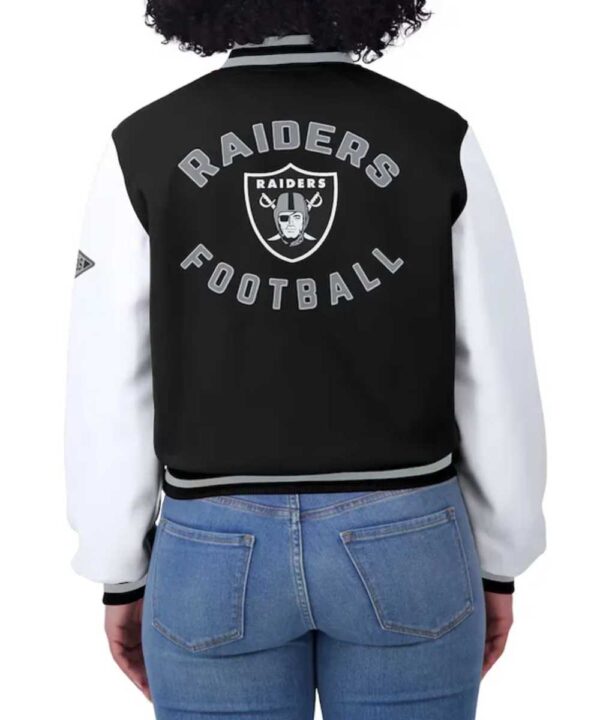 Black/White Las Vegas Raiders Varsity Full-Zip Jacket - Forever Jackets