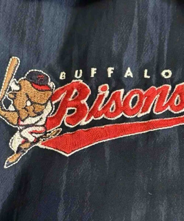 Buffalo Bisons 90’s Blue and Red Satin Jacket - Forever Jackets