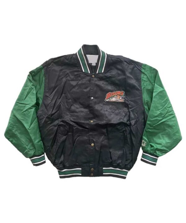 Buffalo Bisons Bomber Black and Green Satin Jacket - Forever Jackets