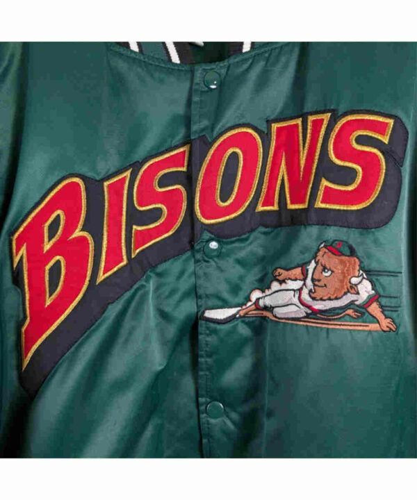 Buffalo Bisons Rare Bomber Green Satin Jacket - Forever Jackets