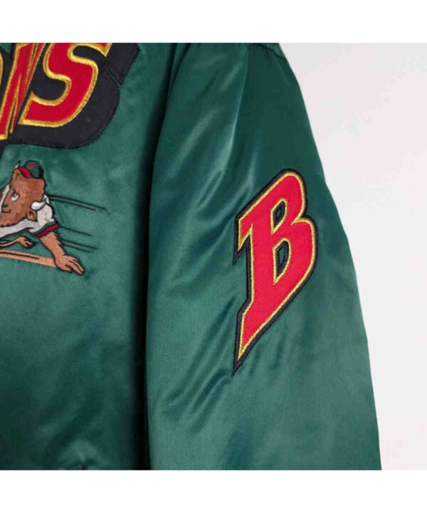 Buffalo Bisons Rare Bomber Green Satin Jacket - Forever Jackets