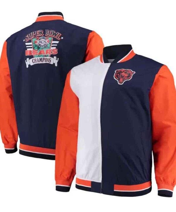 Chicago Bears Navy/White Team History 2.0 Warm-up Jacket - Forever Jackets