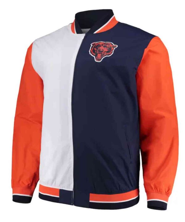 Chicago Bears Navy/White Team History 2.0 Warm-up Jacket - Forever Jackets