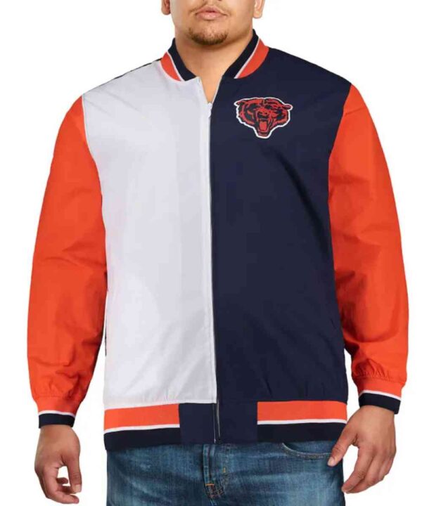 Chicago Bears Navy/White Team History 2.0 Warm-up Jacket - Forever Jackets