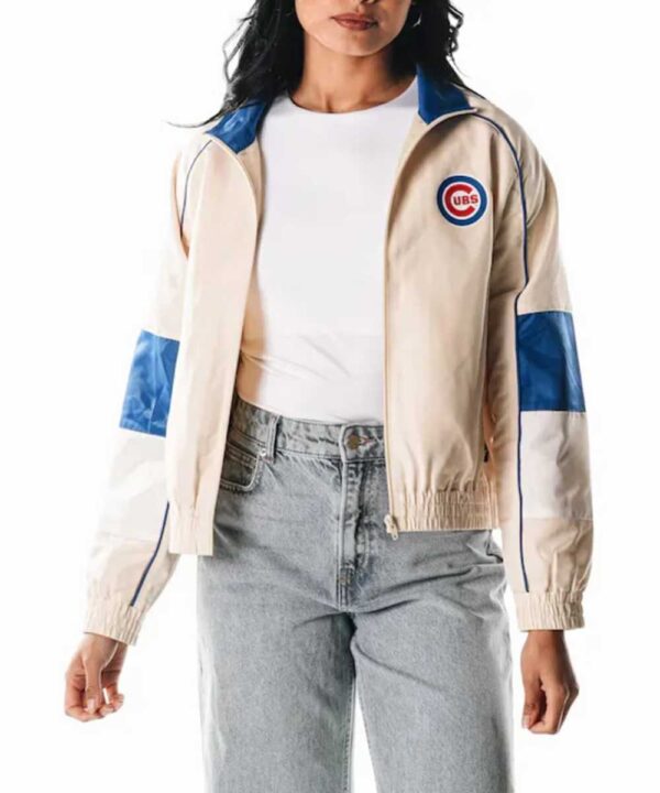 Chicago Cubs Cream Full-Zip Track Jacket - Forever Jackets