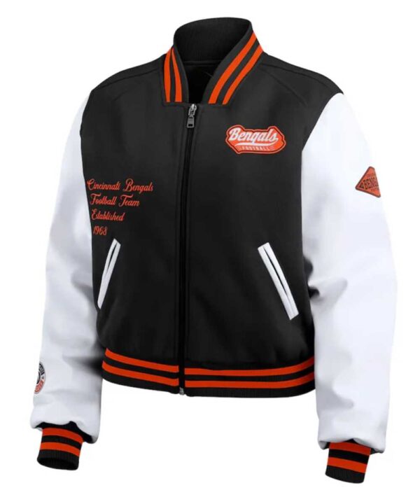 Black/White Cincinnati Bengals Varsity Full-Zip Jacket - Forever Jackets