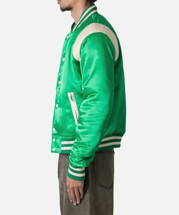 Classic Teddy Green Varsity Satin Jacket - Forever Jackets