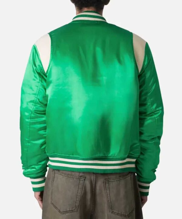 Classic Teddy Green Varsity Satin Jacket - Forever Jackets