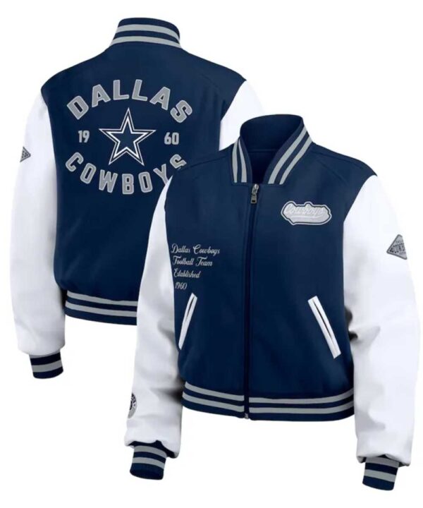 Navy/White Dallas Cowboys Varsity Full-Zip Jacket - Forever Jackets