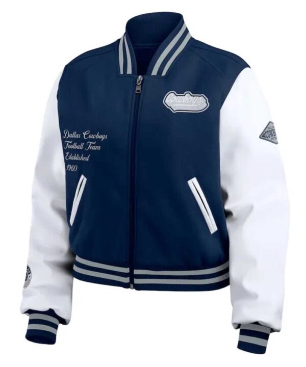 Navy/White Dallas Cowboys Varsity Full-Zip Jacket - Forever Jackets