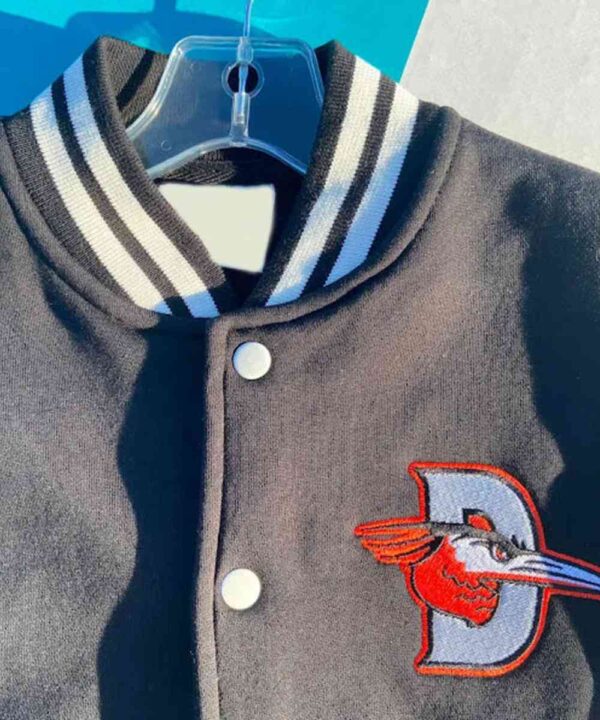 Delmarva Shorebirds Black and White Varsity Fleece Jacket - Forever Jackets