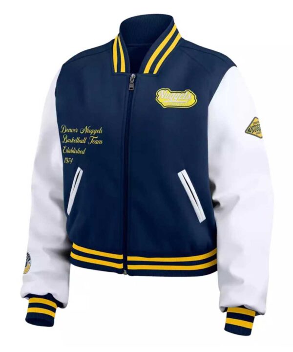 Navy/White Denver Nuggets Varsity Full-Zip Jacket - Forever Jackets