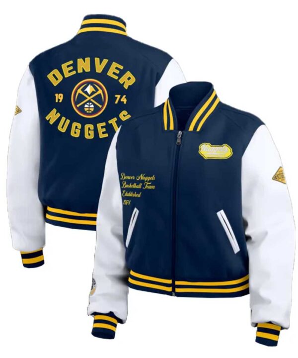 Navy/White Denver Nuggets Varsity Full-Zip Jacket - Forever Jackets