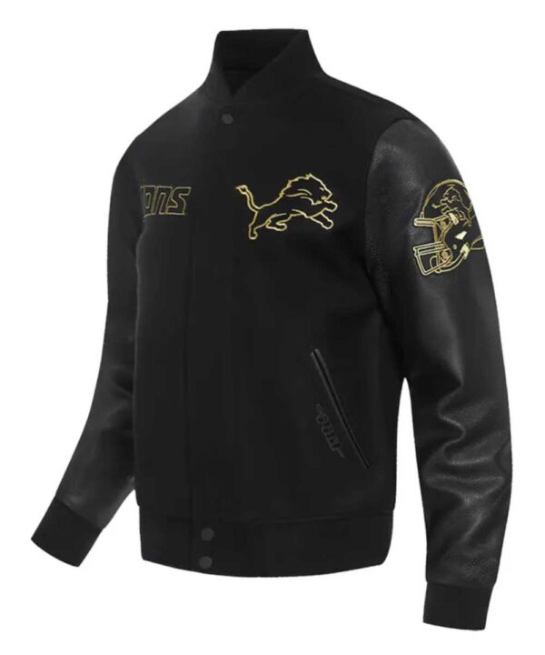 Detroit Lions Full-Zip Black Varsity Jacket - Forever Jackets