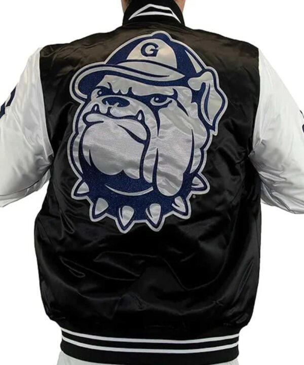 Origins Georgetown Hoyas Black and Gray Varsity Satin Jacket - Forever Jackets